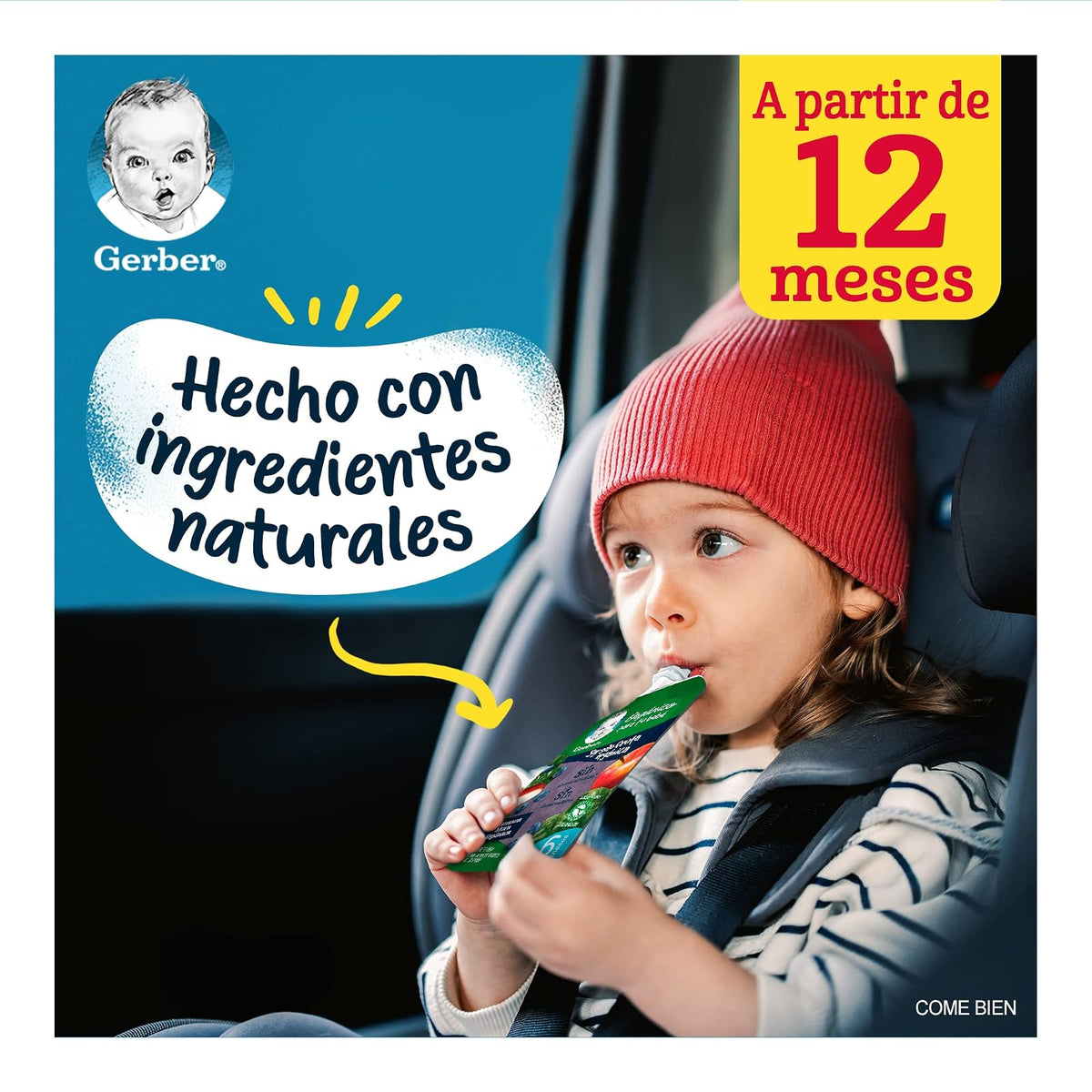 Papilla Gerber Orgánico Pouch Etapa 2 Manzana, Mora Azul y Espinaca 100g Paquete 12