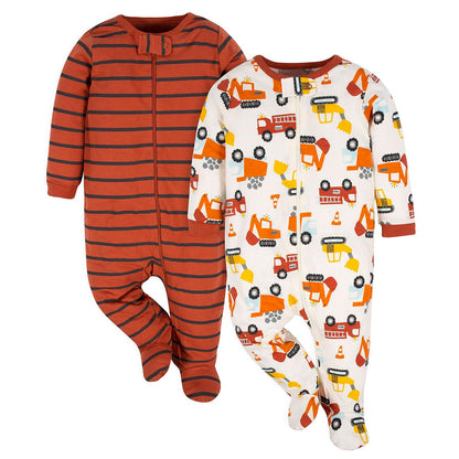 Gerber Paquete de 2 Pijamas Sleep 'N Play con Pies para Bebé - 6-9 Meses - Zona de transporte