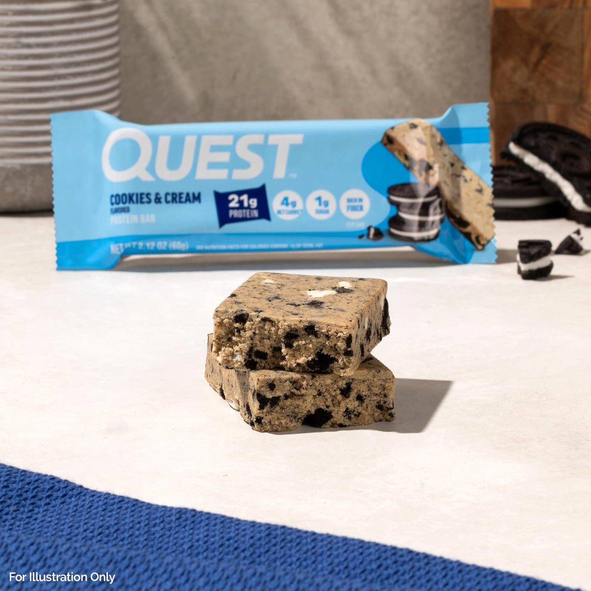 Quest Nutrition - QuestBar, barra de proteínas para galletas y crema, 1 g