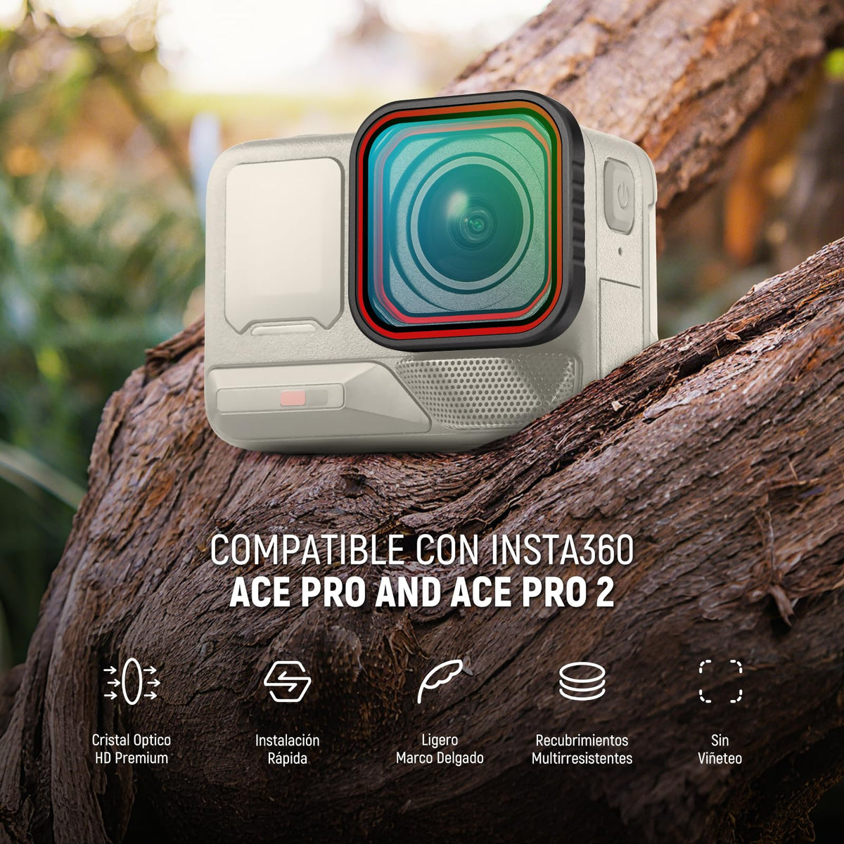 NEEWER UV Filtro Compatible con Insta360 Ace Pro e Insta 360 Ace Pro 2, Snap On Protector Objetivo Cámara Acción Vidrio Optico HD Multicapa Action Camera Filtros Lentes Accesorios, FL-C20