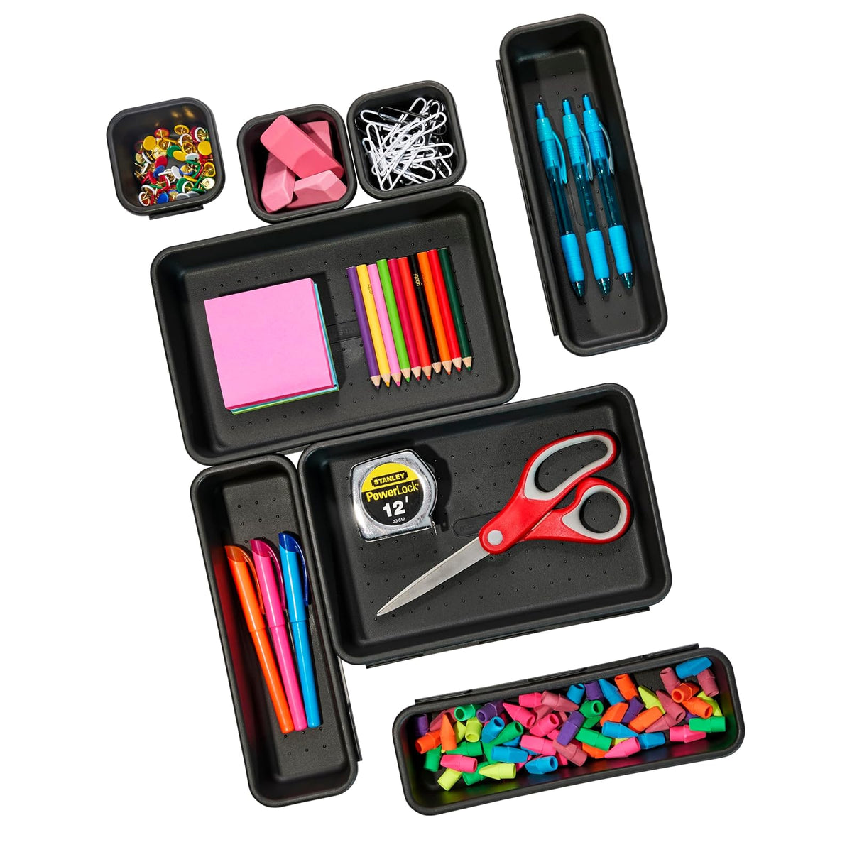 Madesmart Juego de Organizadores de Cajones Entrelazados con 8 compartimentos - Negro - 1 juego con 8 compartimentos