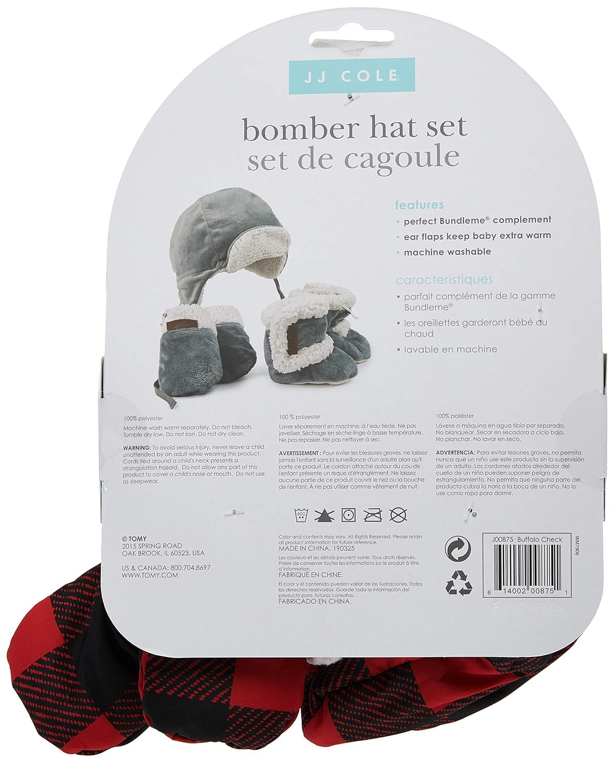 JJ Cole Juego de Gorro, Manoplas y Botines de Invierno para bebé, Esenciales de Invierno para bebé, 0 a 6 Meses, Cuadros Rojos