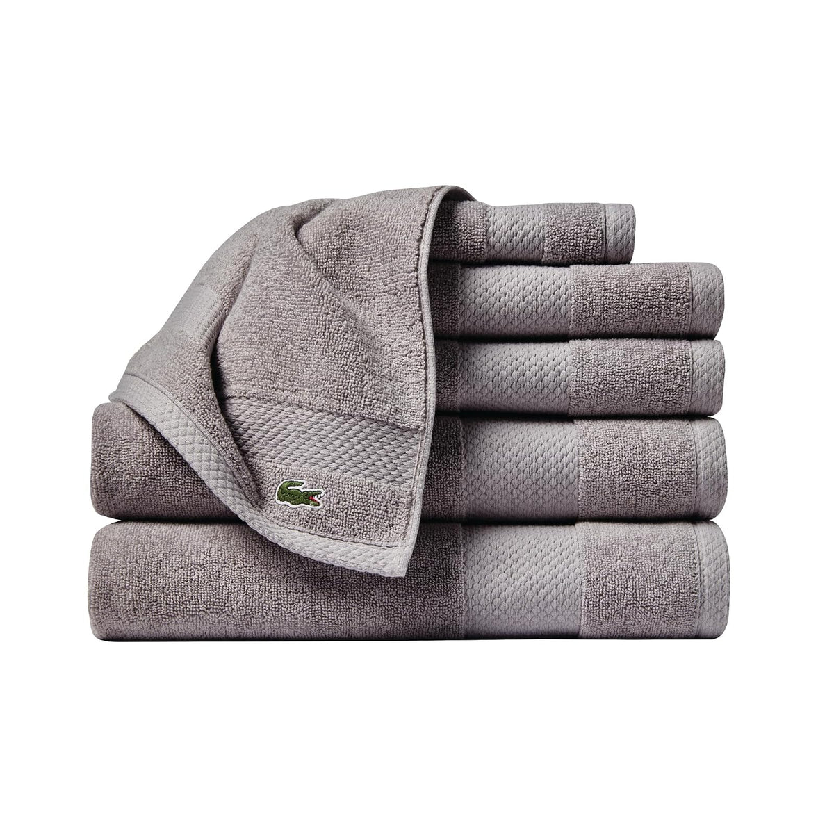 Lacoste Heritage - Juego de Toallas de algodón Supima de 6 Piezas, 2 Toallas de baño, 2 Toallas de Mano, 2 Toallas, meteorito