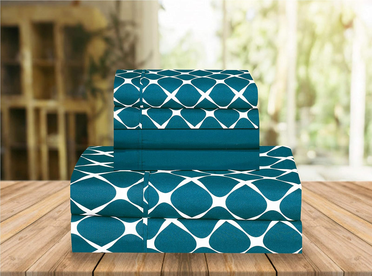 Elegant Comfort - Juego de sábanas suaves de lujo con estampado Bloomingdale, percal de 1500 hilos, calidad egipcia, suavidad, resistente a las arrugas y a la decoloración (6 piezas), tamaño queen