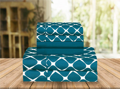 Elegant Comfort - Juego de sábanas suaves de lujo con estampado Bloomingdale, percal de 1500 hilos, calidad egipcia, suavidad, resistente a las arrugas y a la decoloración (6 piezas), tamaño queen