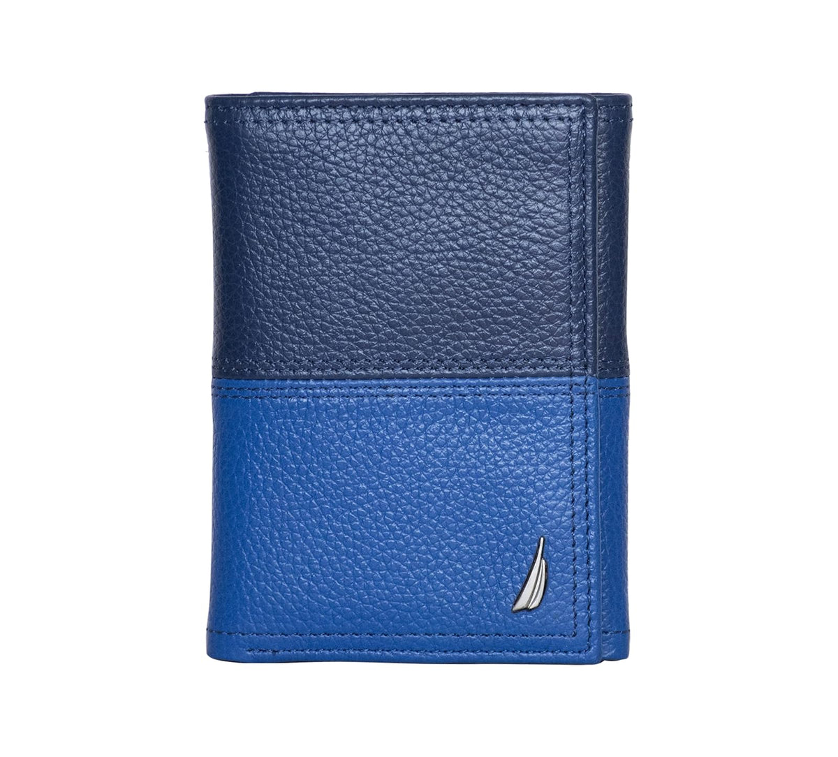 Nautica - portafolios clásica de piel triple RFID para hombre (disponible en grano liso o guijarro) - Talla Única - Two Tone - Azul Cobalto