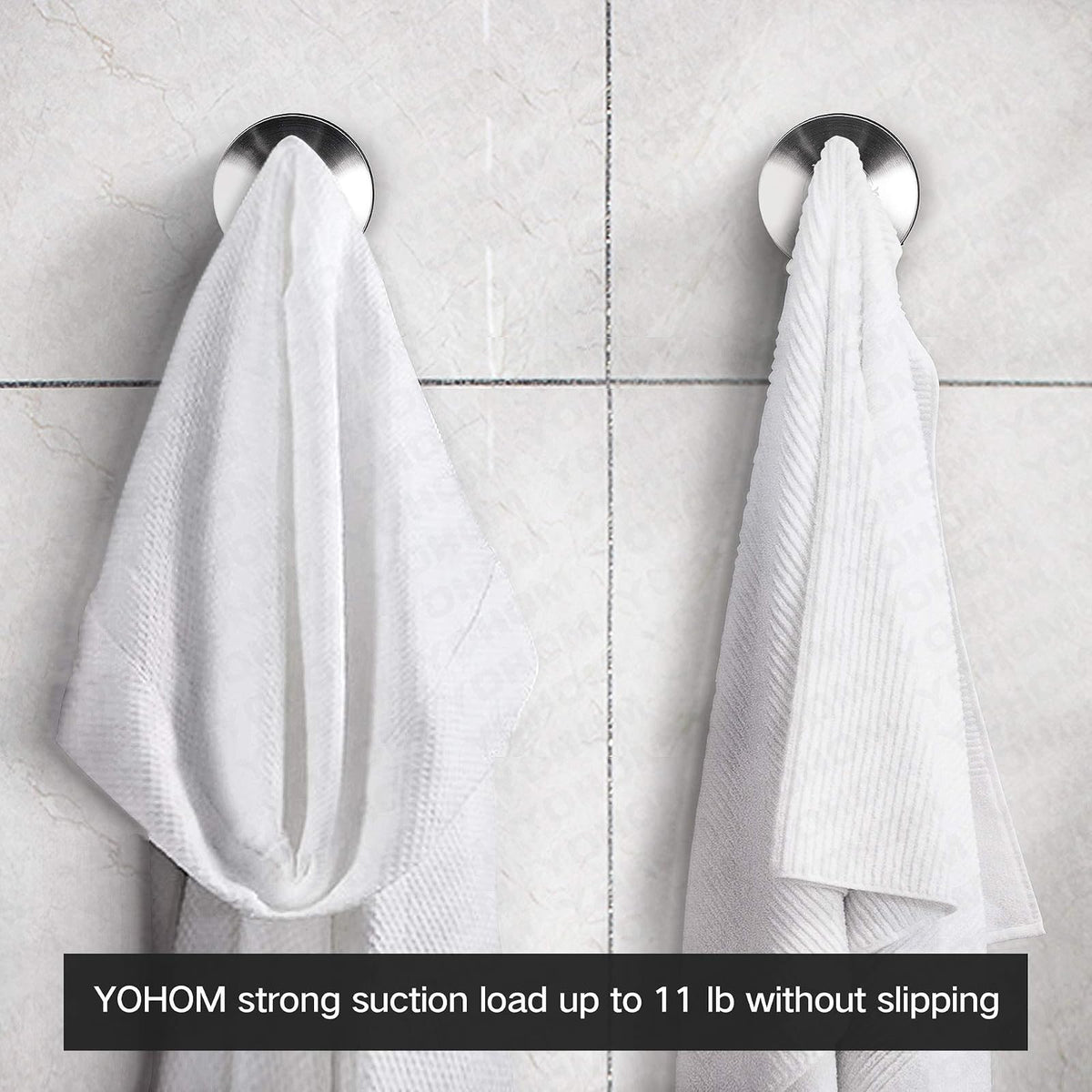 Yohom Gancho Ventosa Fuerte 2 piezas El Toallero Ventosa De Pared Para Baño Cocina Colgador Perchero De Toallas Ropa y Bata Gancho Succión Sin Necesidad De Taladrar Acero Inoxidable Acabado Cepillado