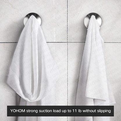Yohom Gancho Ventosa Fuerte 2 piezas El Toallero Ventosa De Pared Para Baño Cocina Colgador Perchero De Toallas Ropa y Bata Gancho Succión Sin Necesidad De Taladrar Acero Inoxidable Acabado Cepillado