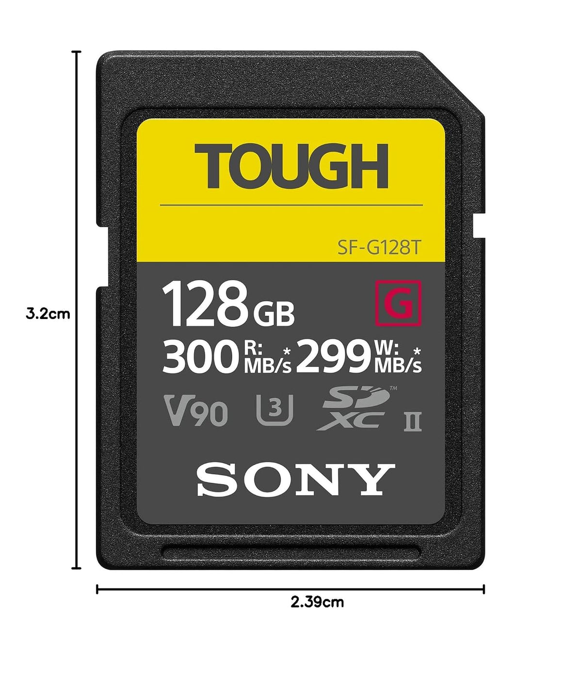 Sony Tough-G Series SDXC UHS-II Tarjeta 128GB, V90, CL10, U3, MAX R300MB/S, W299MB/S (SF-G128T/T1)