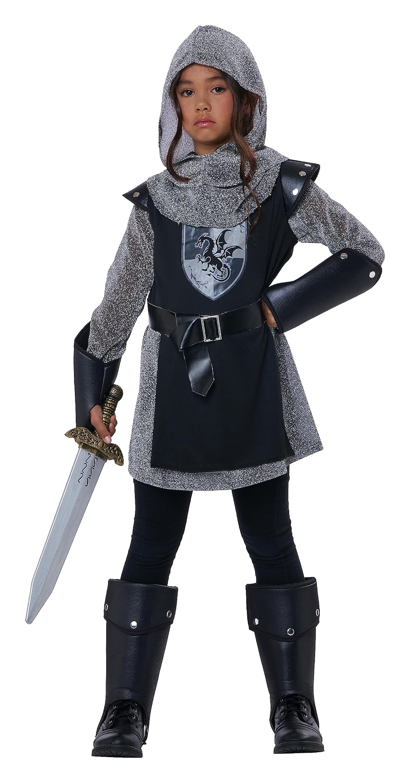 California Costumes - Disfraz de Caballero Noble para niñas, tamaño pequeño, Negro/Plateado