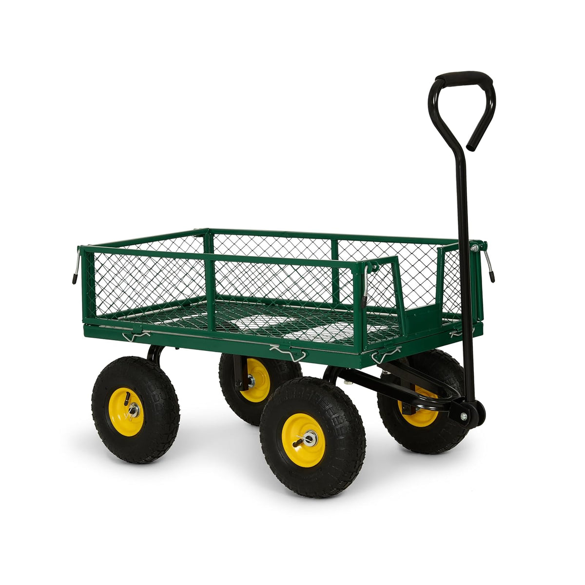 Backyard Expressions - Carrito de jardín Resistente de 400 Libras con Lados de Malla extraíbles, Cama de Acero recubierta de Polvo, neumáticos neumáticos, asa de tracción para Patio