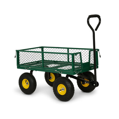 Backyard Expressions - Carrito de jardín Resistente de 400 Libras con Lados de Malla extraíbles, Cama de Acero recubierta de Polvo, neumáticos neumáticos, asa de tracción para Patio