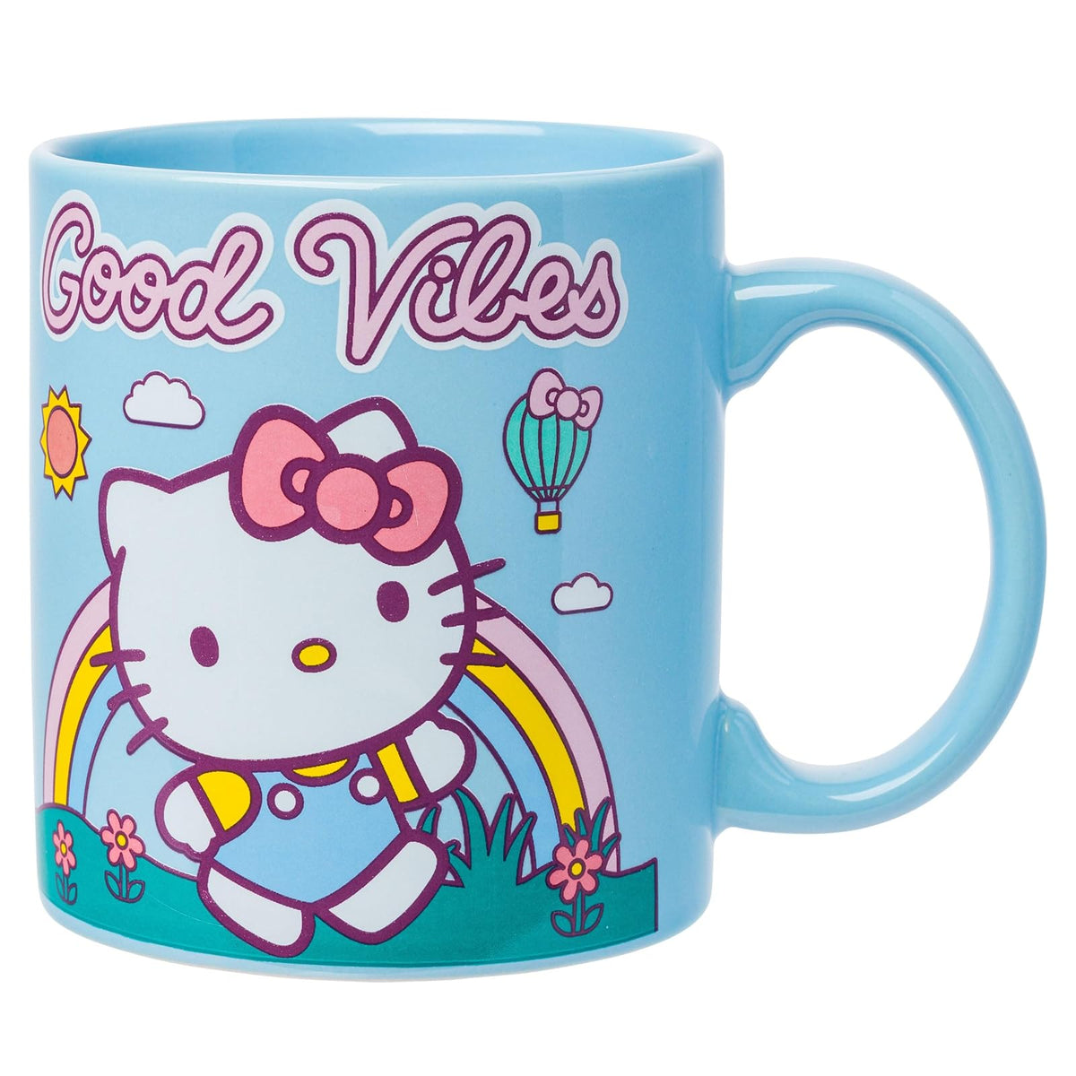 Silver Buffalo Hello Kitty Set de Tazón para Ramen con Palillos, 20 oz - Sanrio Hello Kitty Good Vibes