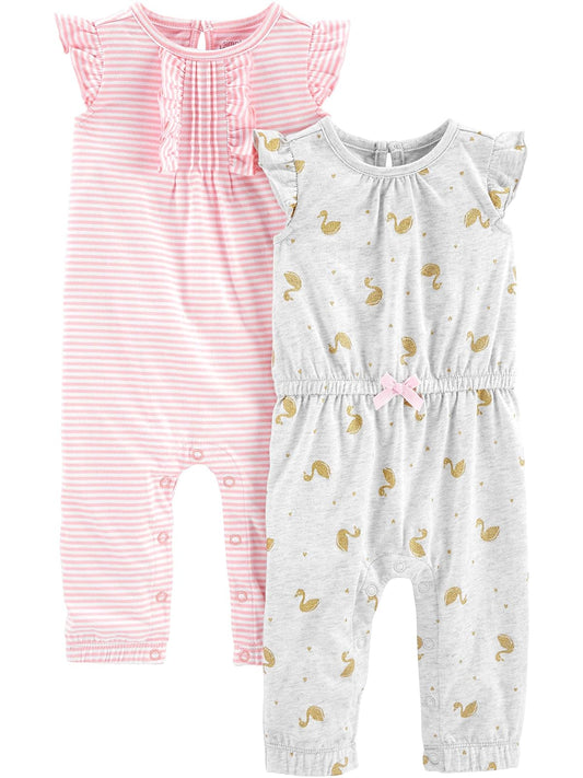 Simple Joys by Carter's Paquete de 2 monos de moda overolBebé-Niñas