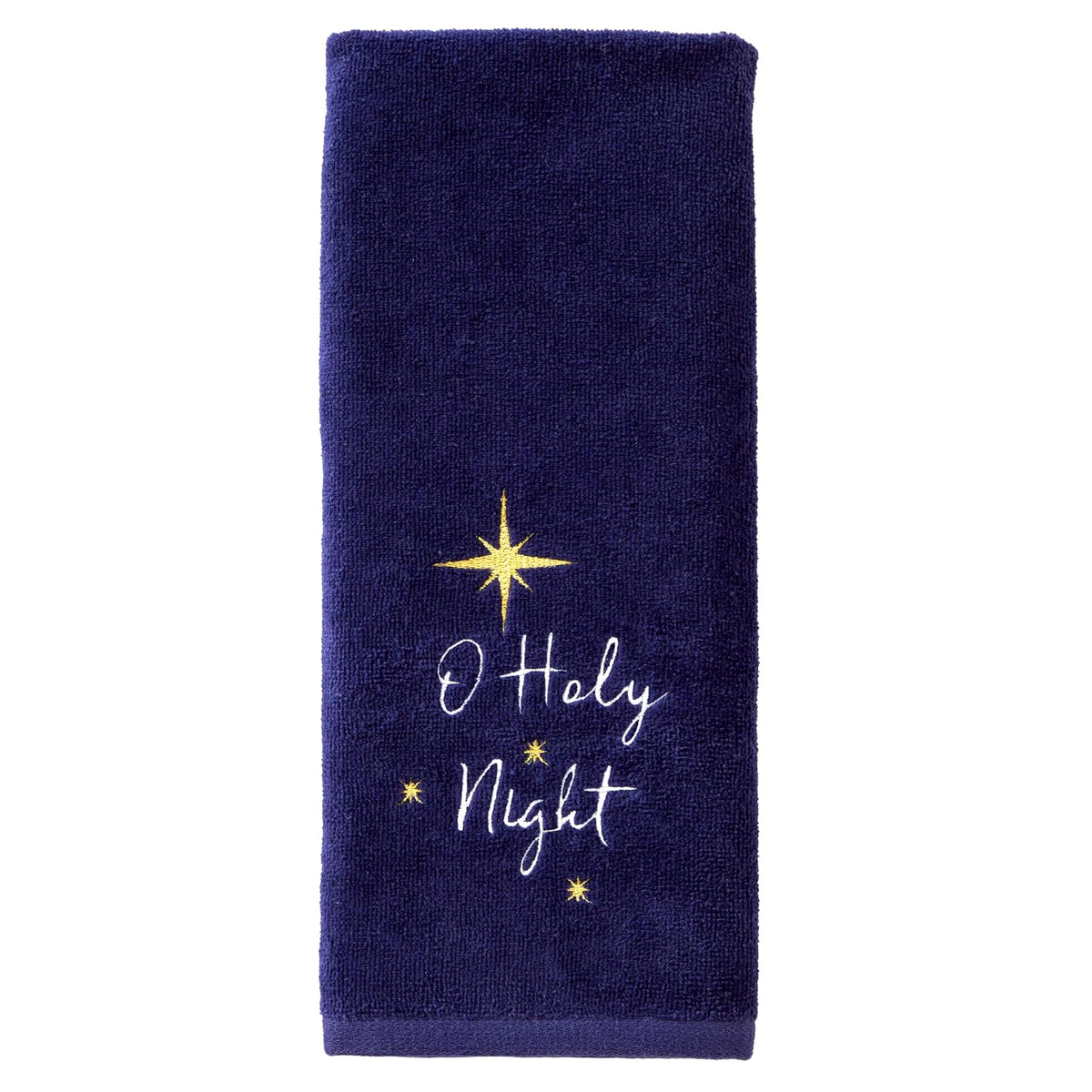 SKL Home Religious/Christmas/Winter O Holy Night Juego de 2 Toallas de Mano para baño/Cocina y Regalo, Color Azul Marino