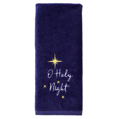 SKL Home Religious/Christmas/Winter O Holy Night Juego de 2 Toallas de Mano para baño/Cocina y Regalo, Color Azul Marino