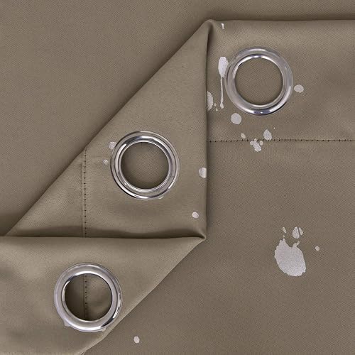 Deconovo - Cortinas Opacas con Aislamiento térmico y Ojales en la Parte Superior con Bloqueo de luz para recámara, 52 x 63 Pulgadas, Color Gris Pardo/Plateado