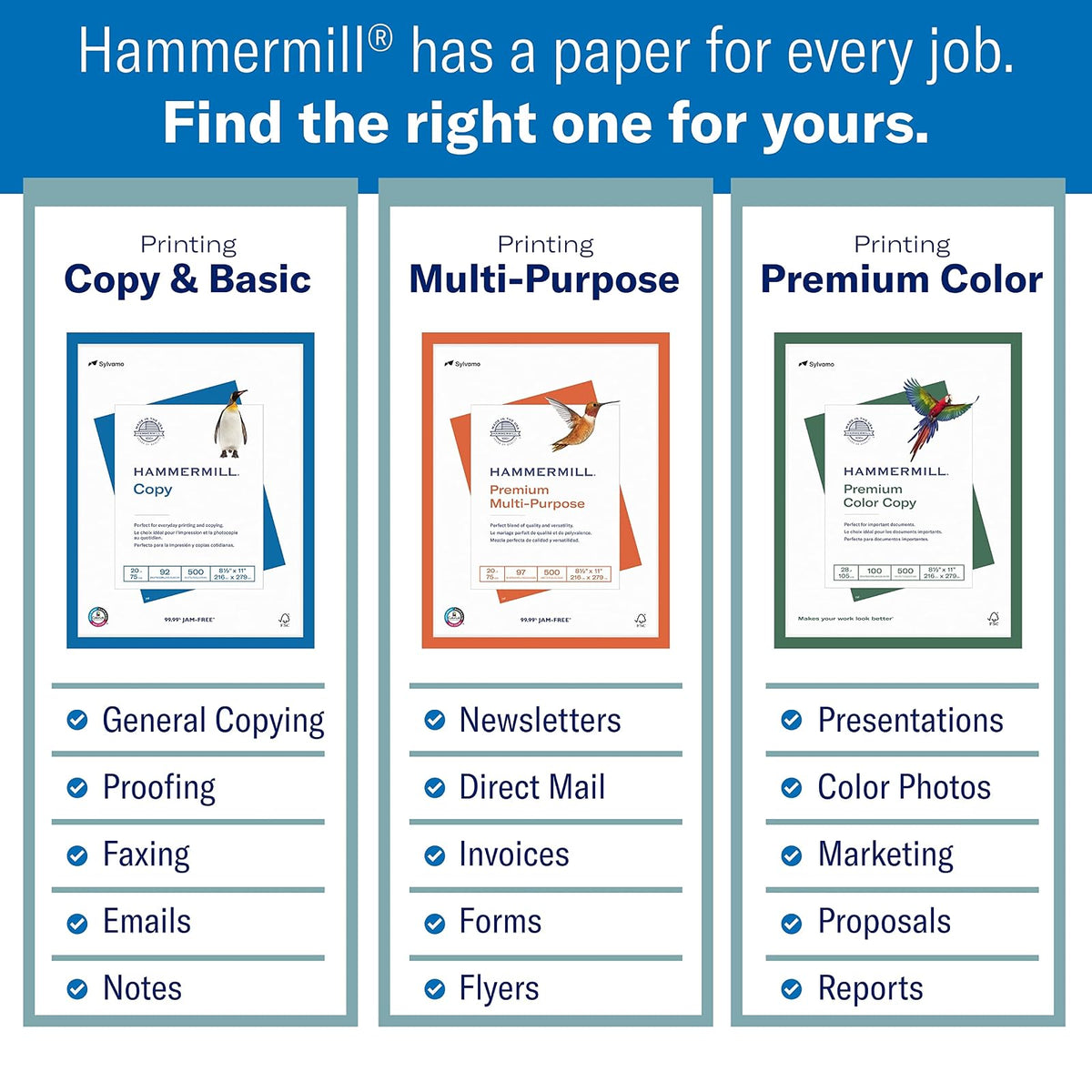 Hammermill - Papel para impresora (30% papel reciclado, 8.5 x 11 – 5 resmas (2.500 hojas) – 92 , fabricado en los Estados Unidos