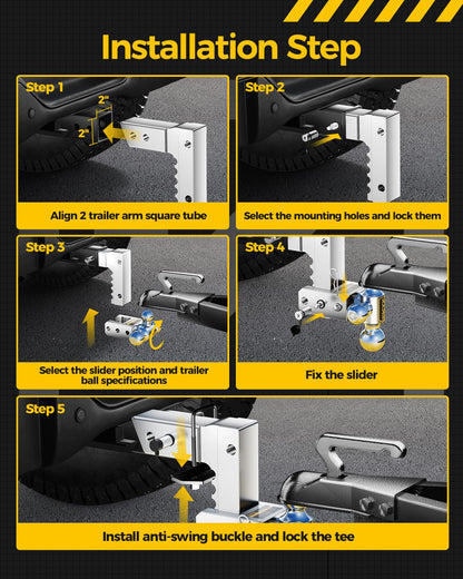 KYX Enganche de Remolque Ajustable de Aluminio 2 Pulgadas 12000 Libras