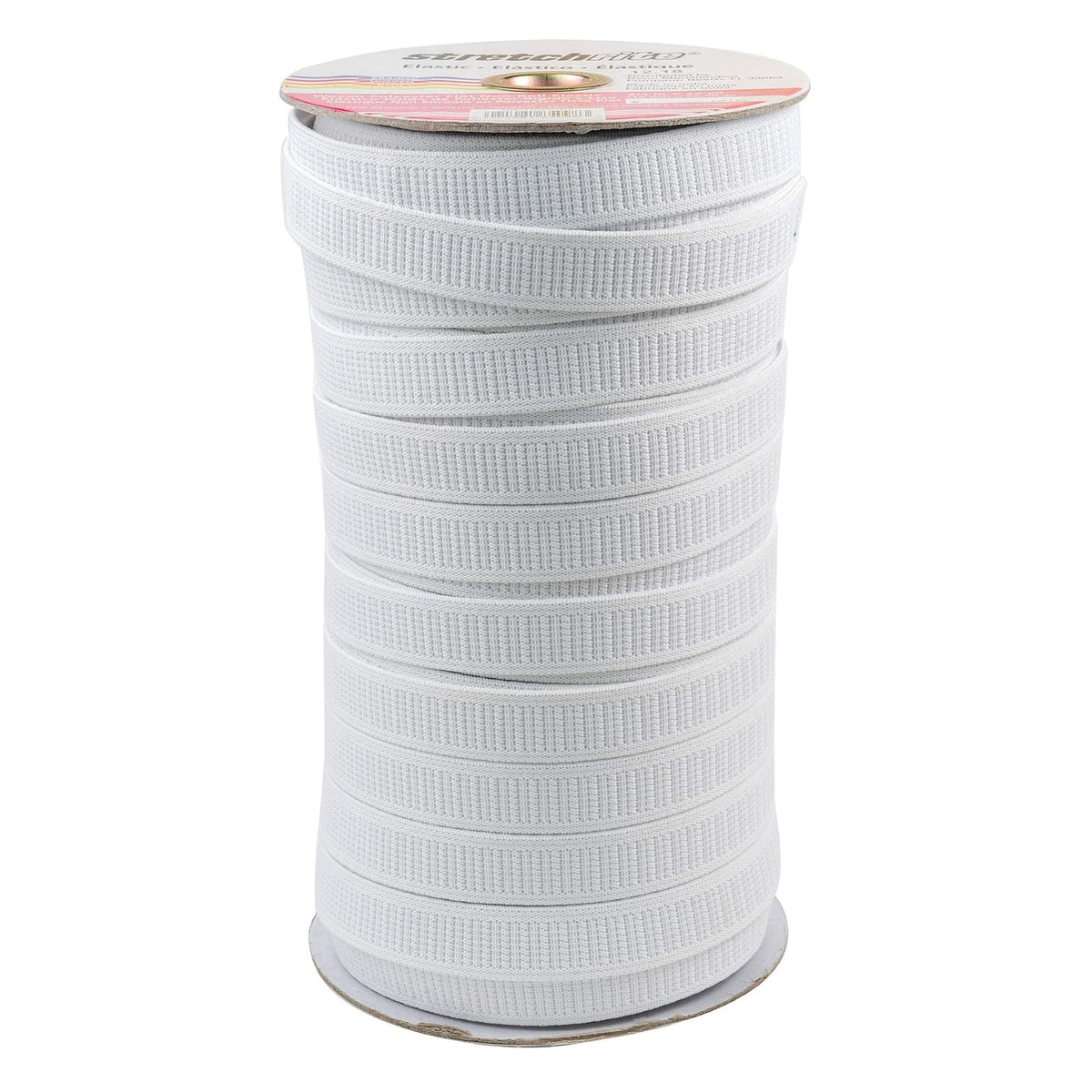 Stretchrite Bobina elástica de poliéster Tejida, 3/4 Pulgadas por 75 Yardas, Color Blanco