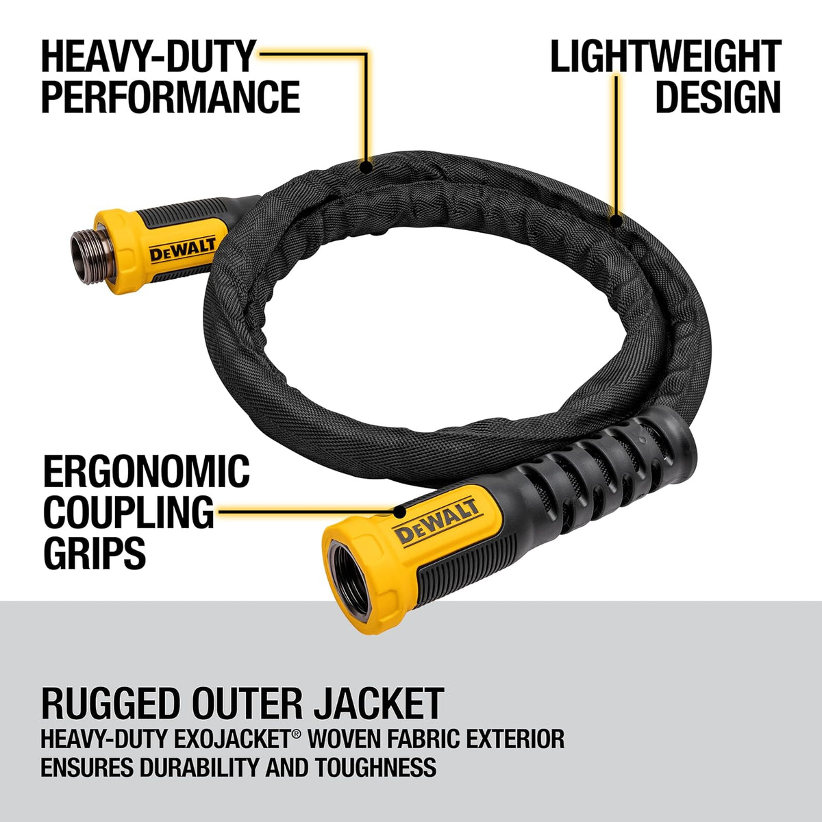DEWALT DXMH3306 - Manguera de jardín de tela de grado profesional resistente de 6 pies x 5/8 pulgadas
