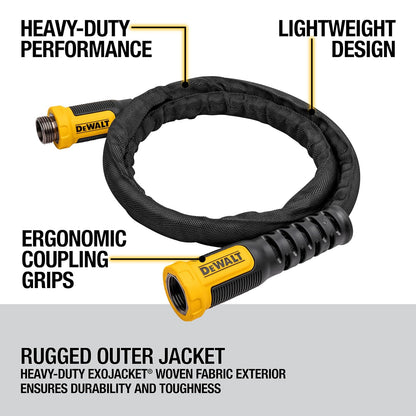 DEWALT DXMH3306 - Manguera de jardín de tela de grado profesional resistente de 6 pies x 5/8 pulgadas