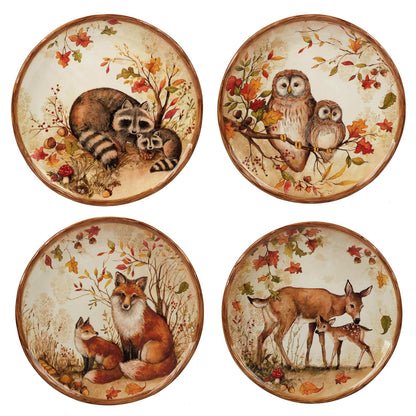 Certified International Pine Forest - Platos de ensalada/postre de 8.5 pulgadas, medianos, surtidos, juego de 4
