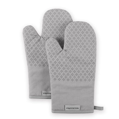 KitchenAid - Juego de Manoplas de Horno asteroide, 7 x 12.5 Pulgadas, Gris, 2 Piezas