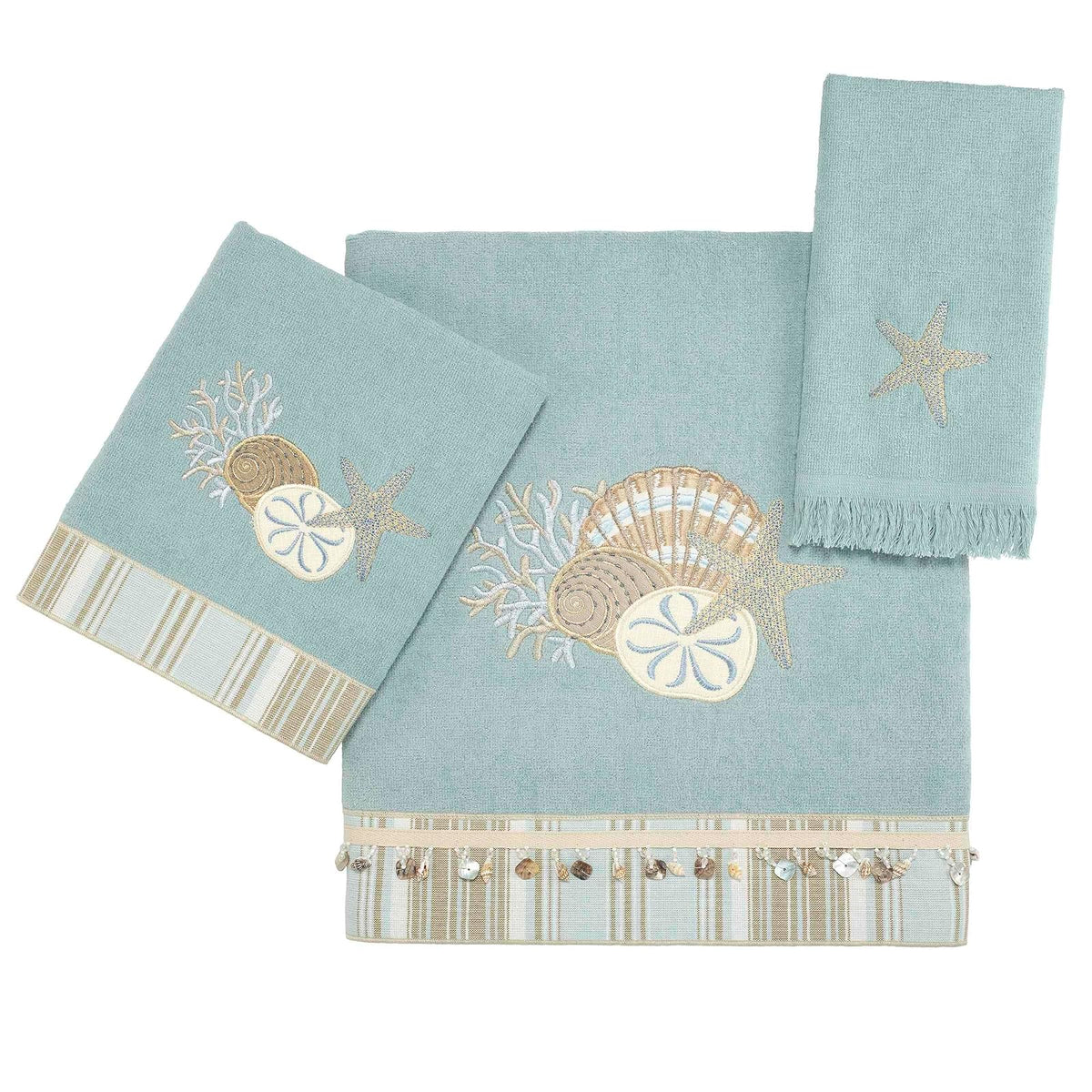 Avanti Linens - Juego de Toallas de 3 Piezas, algodón Suave y Absorbente, decoración Costera del hogar (por The Sea Collection, Mineral)