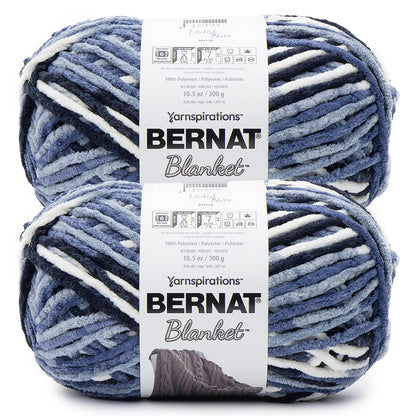 Bernat Blanket Estambre Chenille, Paquete de 2, Súper Voluminoso - AZUL FADED