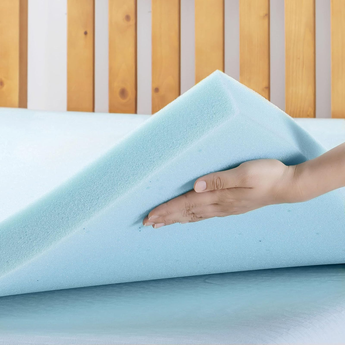 Best Price Mattress Colchón de Espuma viscoelástica de Gel de 6,35 cm, 6,3 cm, Azul, Queen, 1, 1