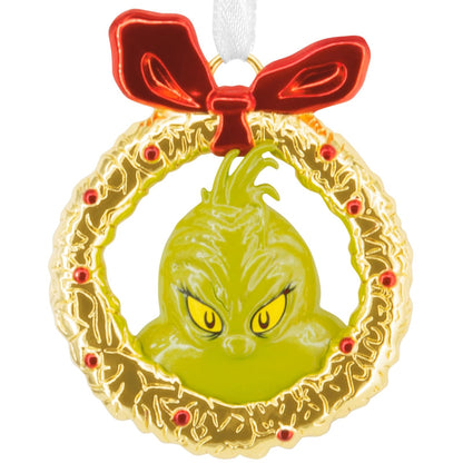 Hallmark Dr. Seuss's How The Grinch robó la Navidad Grinch en Corona de Adorno de Navidad, Metal, Regalos para los fanáticos del Dr. Seuss