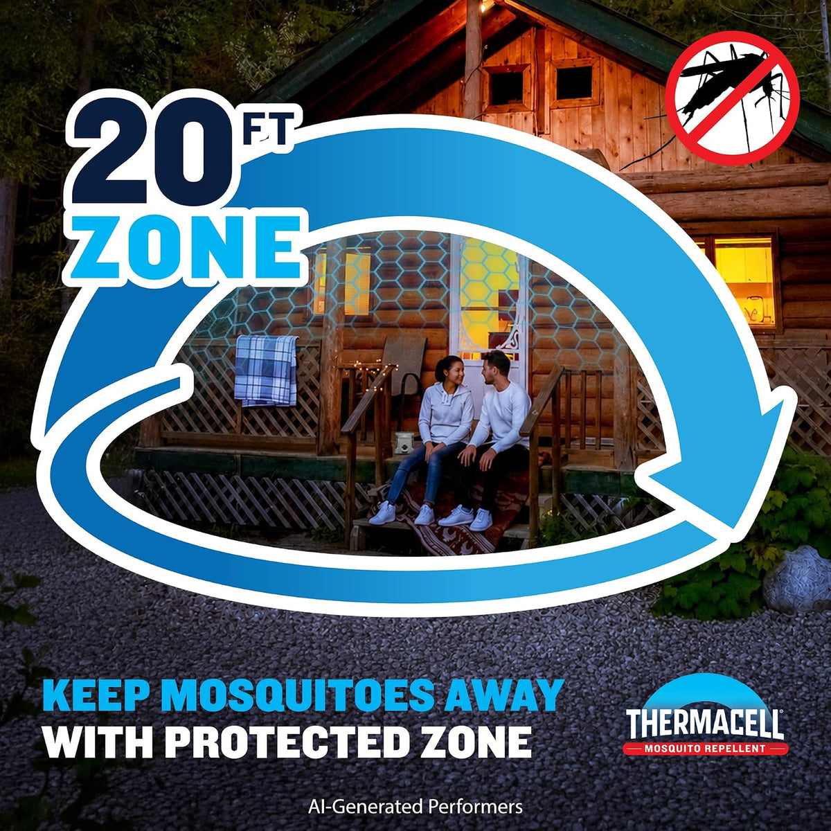 Thermacell Repelente de mosquitos recargable Adventure EX-Series EX90; escudo de patio con batería de 9 horas, incluye repuesto de 12 horas, armadura de goma y mosquetón; alternativa a pulverización