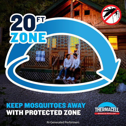 Thermacell Repelente de mosquitos recargable Adventure EX-Series EX90; escudo de patio con batería de 9 horas, incluye repuesto de 12 horas, armadura de goma y mosquetón; alternativa a pulverización