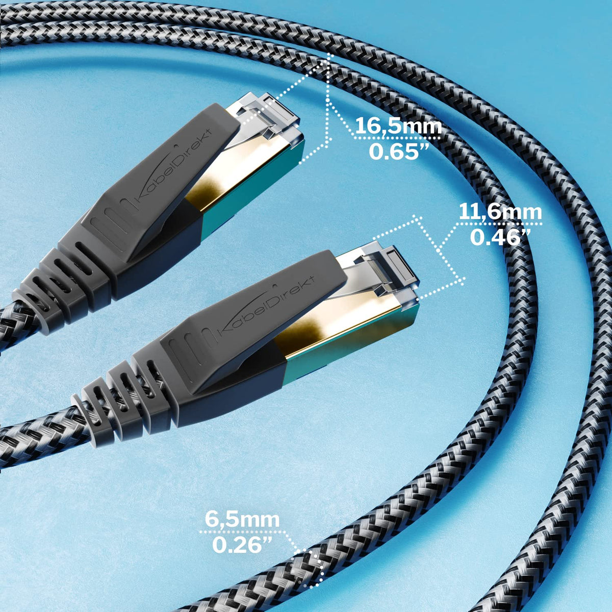 KabelDirekt – Cable Ethernet CAT8 40Gbit/s – 10m/33ft | Transferencia de datos rápida y fiable con este cable Cat 8 (par trenzado, conectores RJ-45): ancho de banda de 2,000 MHz