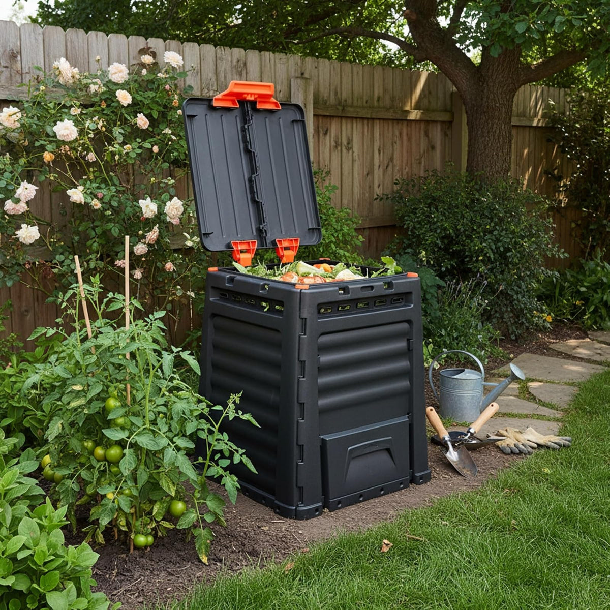 Keter Compostador Eco para Jardin y Exteriores, con Capacidad de 320 litros, Negro