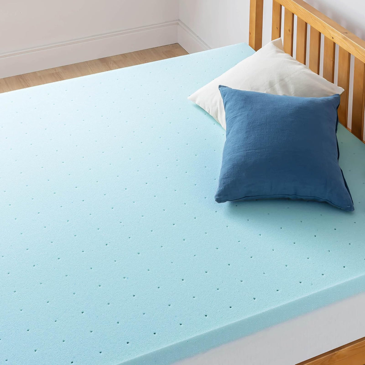 Best Price Mattress Colchón de Espuma viscoelástica de Gel de 6,35 cm, 6,3 cm, Azul, Queen, 1, 1
