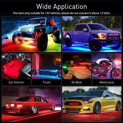Nilight 4 Luces de Acento Neón RGBIC 256 LED para Subdálaje de Auto, Multicolor, Control por App, TL-300