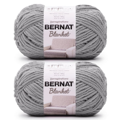 Bernat Blanket Estambre Chenille, Tonos Sólidos - Manta BB - Paquete de 2 - GRIS VAPOR