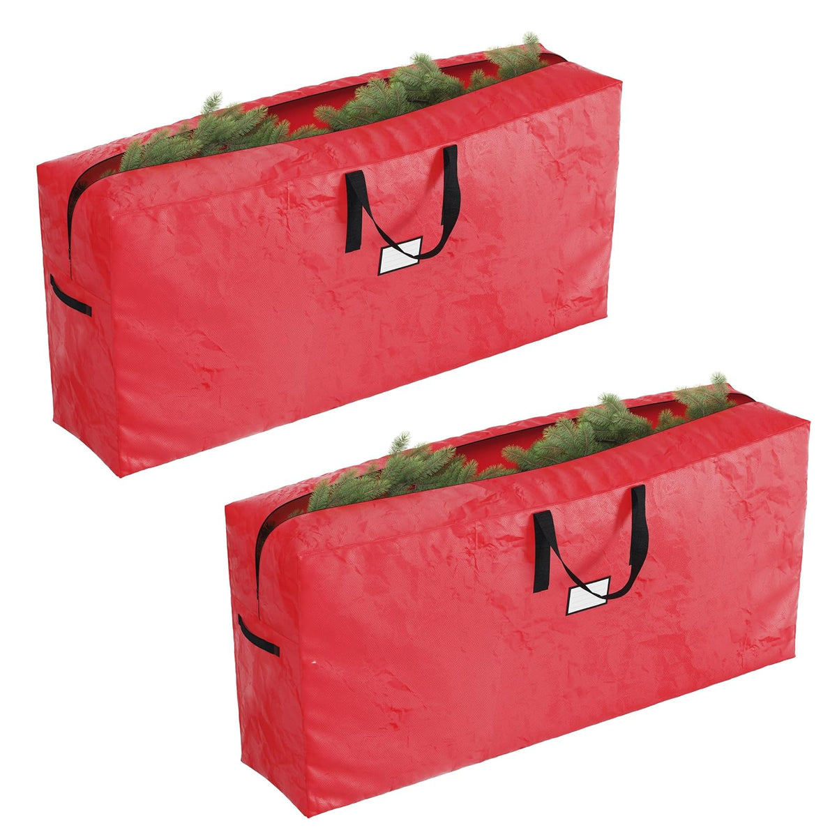 Elf Stor - Bolsas de almacenamiento para árbol de Navidad, paquete de 2 unidades para árbol artificial de 9 pies, protege las decoraciones navideñas e inflables de la humedad y los daños (rojo) - Rojo