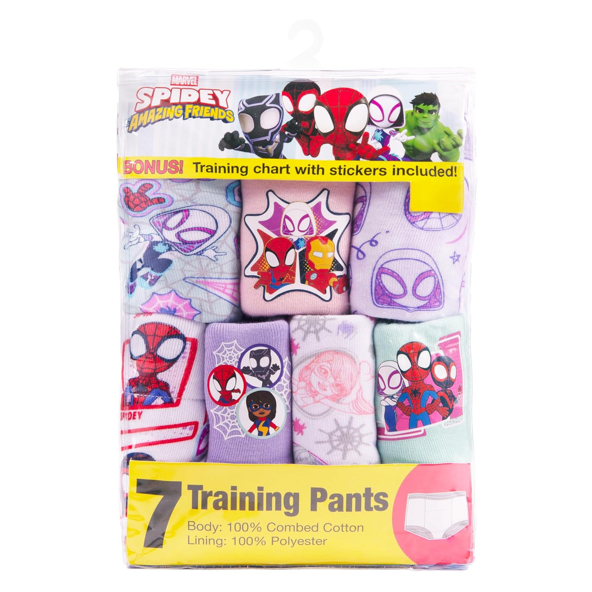 Marvel Spiderman & Ghost Spider Exclusive Toddler Panties & Potty Training Pants 2t-8 Ropa Interior de formación para bebés y niños pequeños Niñas