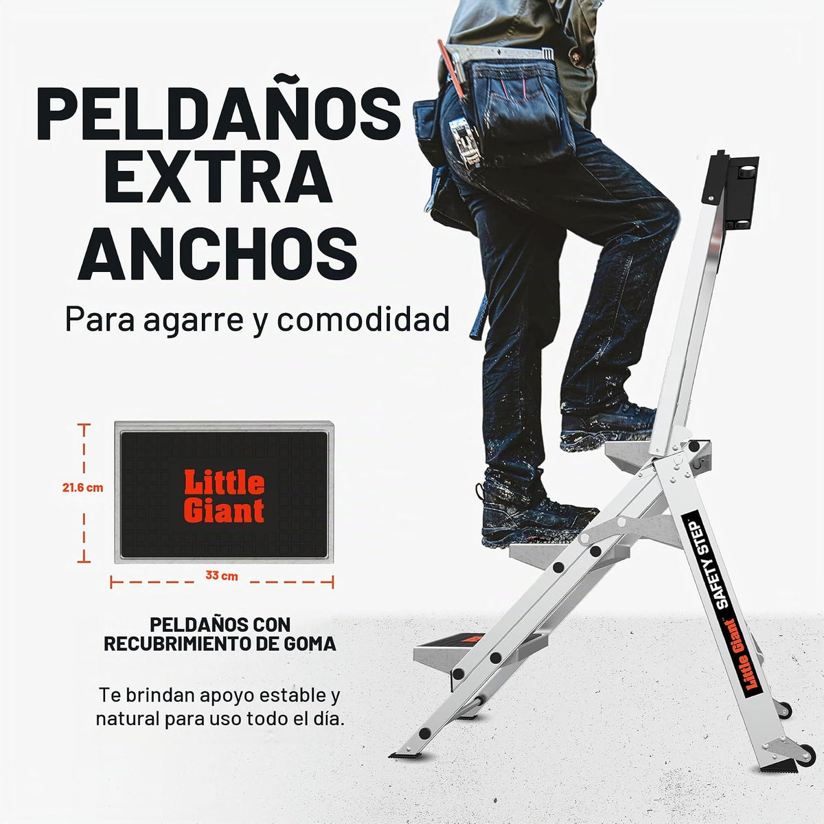 Little Giant Ladder Systems 10210BA, Escalera de Tijera con Escalón de Seguridad y Pasamanos, 2 Escalones