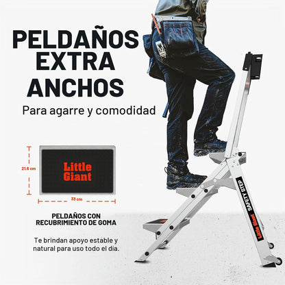 Little Giant Ladder Systems 10210BA, Escalera de Tijera con Escalón de Seguridad y Pasamanos, 2 Escalones