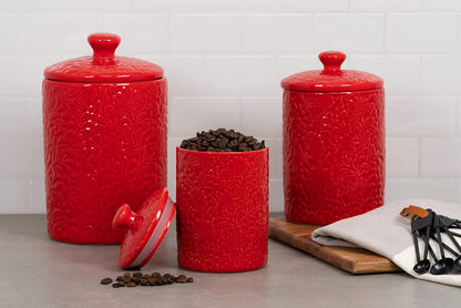 10 Strawberry Street Juego de Recipientes Almacenamiento Flora | Rojo, 3 piezas, 25 fl oz, 33 fl oz, 60 fl oz