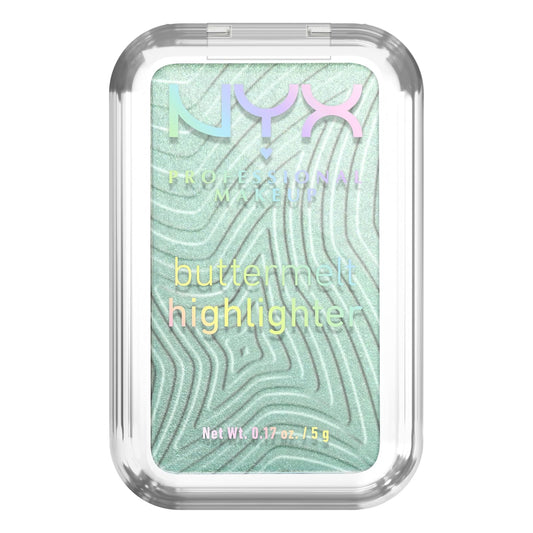 NYX Professional Makeup Highlighter, Iluminador Cremoso, 12 horas de Duración, Acabado Brillante y Natural, Fórmula Vegana, Tono Butta Mint, 5 g