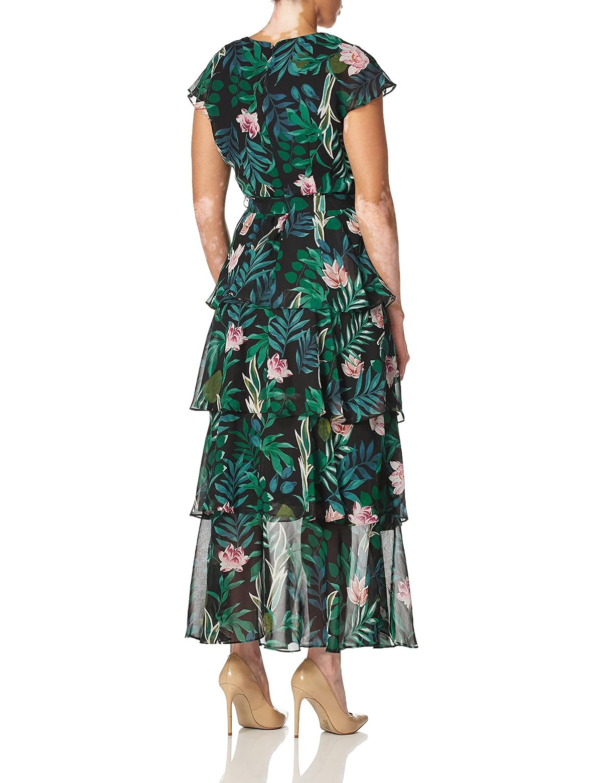 S.L. Fashions - Vestido de cóctel de Gasa escalonada para Mujer, Vestido de invitada de Boda (Tallas pequeñas y Normales)