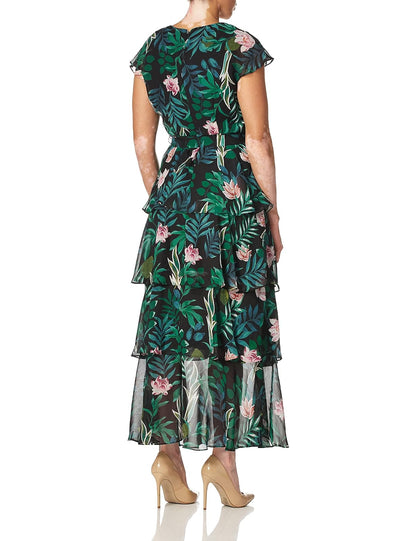S.L. Fashions - Vestido de cóctel de Gasa escalonada para Mujer, Vestido de invitada de Boda (Tallas pequeñas y Normales)