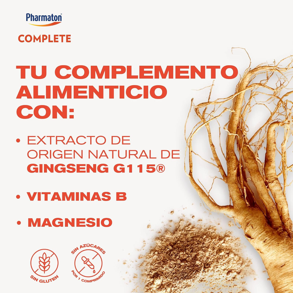 Pharmaton Complete suplemento alimenticio, Gingsen G115+ vitaminas, 100tabs