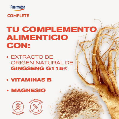 Pharmaton Complete suplemento alimenticio, Gingsen G115+ vitaminas, 100tabs