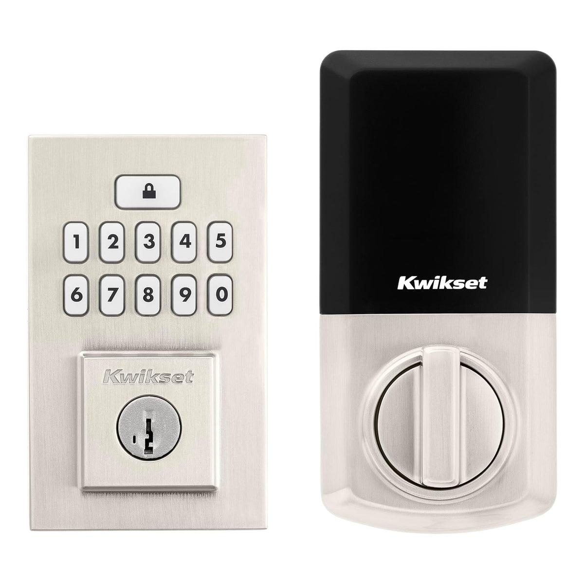 Kwikset SmartCode 260 Cerradura Electrónica con Teclado, Negro Mate - Níquel Satinado - Contemporáneo